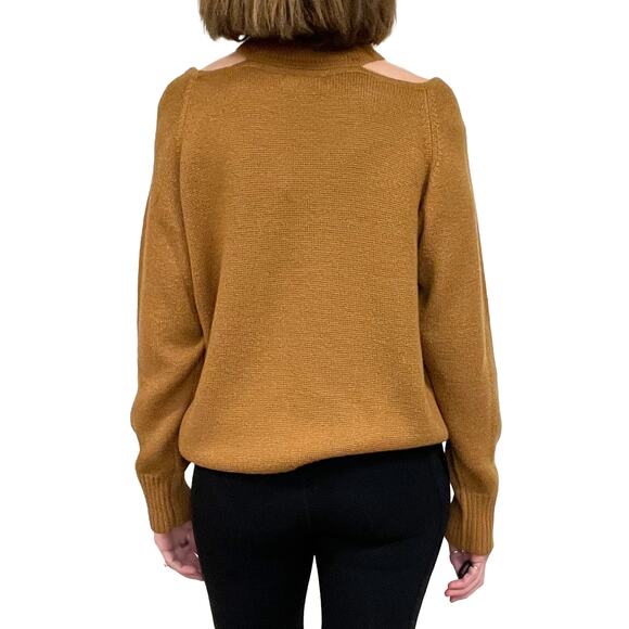Jason Wu Camel Cold Shoulder Sweater Small $240 Golden Brown Wool Blend Relaxed - Picture 4 of 9